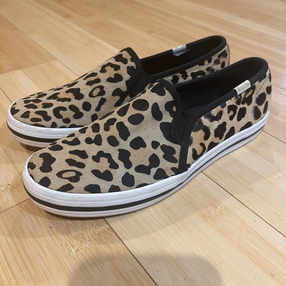 Kate Spade Calf Hair Slip Ons.